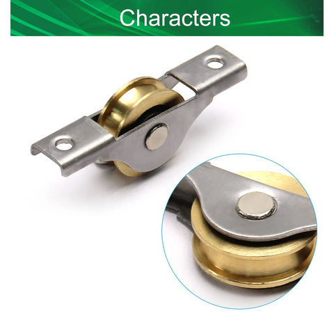 Set Of 5 Copper Electroplating Sliding Wheels 26mm Diameter Door And Window Pulleys With Stainless Steel Shells 65x13.5mm Overall Size