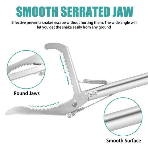 50 Inch Collapsible Snake Grabber Tool Stainless Steel Reacher With Hook Tongs And Pole For Safe Snake Handling And Rattlesnake Catching Pro Grade Multi Functional Outdoor Gear