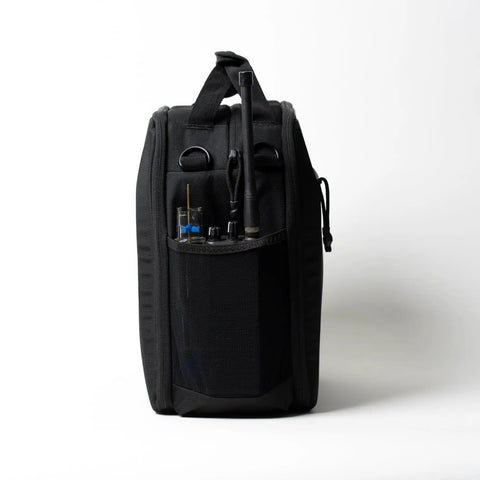 Side view of Ascend Flight Bag For Pilots: The All In One Carry Bag For Aviation Gear Like iPad, Kneeboard, Headset, Laptop showcasing pockets
