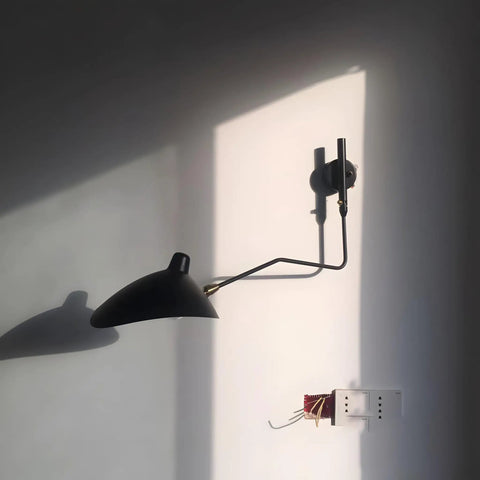 Mid-Century Black Wall Lamp With Industrial Swing Arm Dope Adjustable Wall Mount Lighting For Kitchen And Living Room