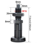 Rock Solid Spring Plunger Knob In Carbon Steel For Mechanical Devices with detailed measurements in image