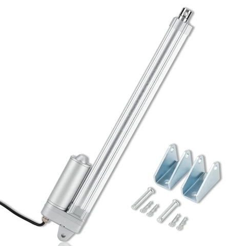 Powerful 12V Linear Actuator With 12 Inch Stroke, 617 Lbs Load, 0.2 Inches Per Second Travel, IP67 Waterproof with brackets and screws