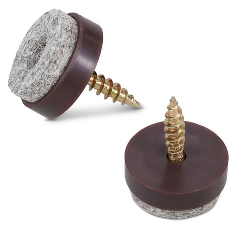 Round Screw In Felt Furniture Sliders Three Quarter Inch Brown 50 Piece Set For Chair Legs And Table Feet Floor Protectors