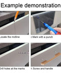 Step-by-step use of Silver Cabinet Handle Template Tool for Accurate DIY Cabinet Installations and Easy Decor Updates.