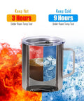 Insulated 14oz Travel Tumbler With Lid And Handle No Sweat Double Wall Stainless Steel Cup for Hot Or Iced Coffee