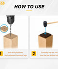 Step-by-step installation of PTFE Chair Leg Sliders For Carpet Surface 1 Inch Square Nail On Glides Brown 40 Pack