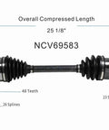 CV Axle Shaft Assembly Left Front Driver Side NCV69583 Drop In Premium OE Fit Balanced For Smooth Vibration Free Performance With High Grade Materials And Durable Front Left Axle Replacement, 25 1/8 in