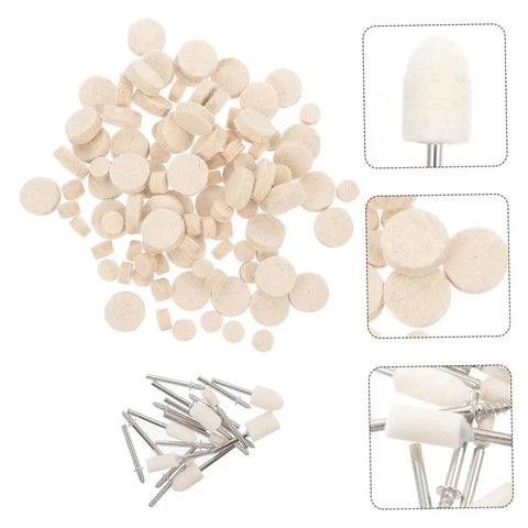 120 Piece Wool Felt Polishing Wheel Set With Arbor Shaft And Rotary Buffing Pads For Polisher Tools Pro Grade Industrial Kit