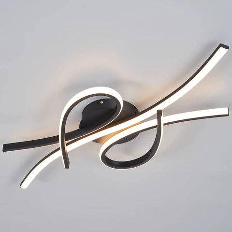 Lit LED Ceiling Light Fixture 40W 2600 Lumens Flush Mount Chandelier matte black with butterfly design.