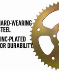 Close-up of Beefy 50T Balanced Rear Chain Sprocket in zinc-plated steel for Coleman CT100U CC100X Baja Doodle Bug DB30.
