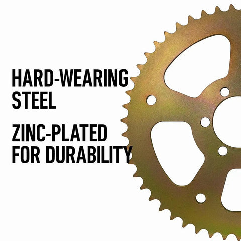 Close-up of Beefy 50T Balanced Rear Chain Sprocket in zinc-plated steel for Coleman CT100U CC100X Baja Doodle Bug DB30.