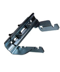 Professional Grade Crown Moulding Stops For Miter Saw Knock Out That Trim Work Fast Easy Vertical Hold Precision Cut Without Bevel Includes Two Pieces Heavy Duty Woodworking metal crown stop for miter saw with screws installed.