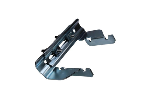 Professional Grade Crown Moulding Stops For Miter Saw Knock Out That Trim Work Fast Easy Vertical Hold Precision Cut Without Bevel Includes Two Pieces Heavy Duty Woodworking metal crown stop for miter saw with screws installed.