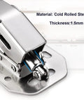Soft Close Concealed Cabinet Door Hinges 90 Degree Hydraulic Invisible Hinges For Cabinets Cupboards And Wardrobes Rust Resistant Cold Rolled Steel With Zinc Finish 2 Pack By Qrity Easy Install, close-up view of hinge material and thickness.