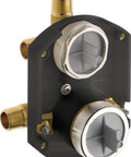 Universal Shower Valve Rough-In Kit With Pressure Balance Monitor, brass construction, side view of R22000-WS with diverter
