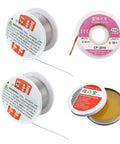 Deluxe Soldering Kit Dual Pack With 0.6mm Solder Wire 1.76oz 50g And Rosin Flux Paste 0.35oz 10g No Clean Core For Electronics Repair