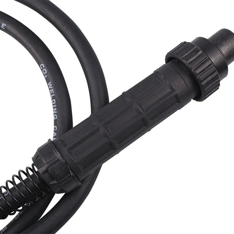 Close-up of 15Ak Weld Torch Gun With Euro Connector, showing heavy-duty plastic grip and cable for Mig Mag welding equipment.