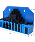 58 Piece T-Slot Clamping Kit For Milling Machines With Cleaner And Wrench Machinist Set For 9/16 Inch Table Slots Durable Tool Steel Heat Treated Blue