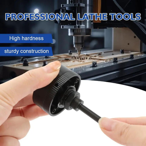 Heavy Duty Three Jaw Lathe Chuck Set With Self Centering Extension Rod Kit For Mini CNC Milling and Wood Lathes Built Like A Tank with sleek black finish in hand