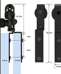 Sliding Barn Door Rail Hardware Kit For Double Doors Monorail System Tough Heavy Duty Track With Quiet Bearings