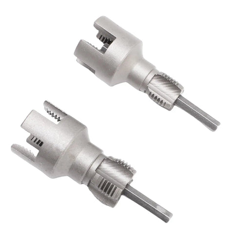 Two In One Pipe Threading Tool For Internal And External Threads With Quick Change Die Kit And One Half Inch And Three Quarter Inch Dies For DIY Home Repair And Pipe Maintenance For Home Projects, two metal dies