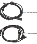 Heavy Duty 4 Piece Abs Wheel Speed Sensor Kit Fits 2013 Through 2018 Ram 1500 with two sensor lengths for front and rear axle.