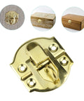 Dope Vintage Style Wooden Box Latches Set 30 Pack Iron Hasp Drawer Locks with close-up of gold latch on boxes