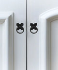 Set Of Four Black Round Ring Cabinet Pulls Handles For Closet Doors Dressers TV Cabinets Kitchen Hardware Modern Drawer Pulls