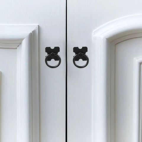 Set Of Four Black Round Ring Cabinet Pulls Handles For Closet Doors Dressers TV Cabinets Kitchen Hardware Modern Drawer Pulls