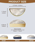 2 Pack Alabaster Cloud Stone Cabinet Pulls Gold Semicircle Drawer Handles With 3 Inch Center Hole Durable Solid Cabinet Hardware For Kitchen Vanity Bathroom Dresser Marble And Agate Inspired Patterns For Luxury Home size details in gold, black, and silver options.