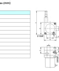 Technical drawing of One Meter Stroke Linear String Pot Encoder Sensor With 6 Digit Digital Counter Display including installation dimensions.