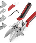 Adjustable Ratchet Miter Shears For Precise Multi Angle Cutting Of Quarter Round Shoe Molding And PVC Trim With Five Interchangeable Anvils And SK5 Blade For Pro Grade Cutting Ideal For Home Renovation And DIY Projects To Reduce Wrist Fatigue