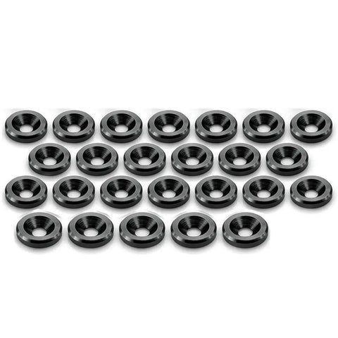 Premium 25 Piece Fender Bumper Washer Bolt Kit In Black Featuring M6x20mm CNC Finishing Fasteners for long lasting shine