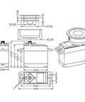 Technical diagram of Beefed Up 8Kg Sail Winch Servo With 360 Degree Rotation High Speed 0.40s Metal Gear for RC Boats