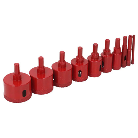 Top Rated 10 Piece Hole Saw Tile Drill Bits Kit With Steady Shank Design For Drilling Smooth Glass Porcelain Ceramic Marble And Granite Surfaces With Precision Control, red 6-50mm set