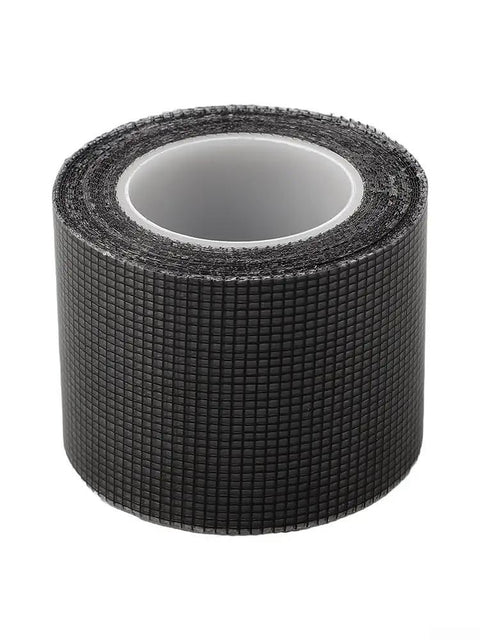 Heavy Duty Screen Repair Kit With High Strength Acrylic Bonding Glue And Waterproof Fiberglass Tape For Quick And Durable Home Screen Damage Fixes Perfect For DIY Pros, roll of black fiberglass tape.