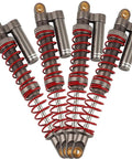 110mm Adjustable RC Shock Absorber With Washers For 1 To 10 RC Truck Crawler Axial SCX10 90046 TRX 4 D90 Upgrade Part Beefed Up Dual Stage Spring Rate CNC Machined, set of 4 with red springs