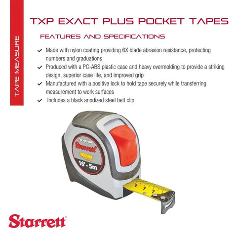 Image of a Retractable Pocket Tape Measure With Imperial And Metric Scales, nylon-coated blade, and black anodized steel belt clip.