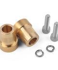 Two Pack Heavy Duty Solid Brass Car Battery Terminal Adapters Convert Side Posts To Top Mount For 12V Auto Batteries With Hardware showing adapters and bolts.