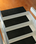 Coin Grip Grippy Non Slip Rubber Tread Stair Mats 6 Pack Black Easy Clean Durable Staircase Mats For Wet Slippery Steps