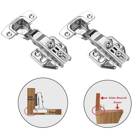 Two Piece Stainless Steel Cabinet Door Hinges With Hydraulic Damper Soft Close Quiet Wardrobe Concealed Mounting With Screws