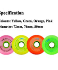 Outdoor Indoor Inline Skate Wheels 8 Pack Wear Resistant Roller Wheel Replacement 84A 72mm 76mm 80mm High Rebound PU in bright colors