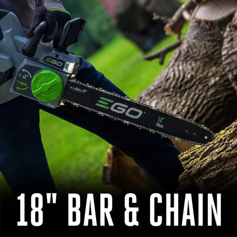 Person using Beast Of A 16 Inch Cordless Chainsaw With Brushless Motor Power Equivalent To 35Cc Gas for cutting logs outdoors