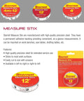 Adhesive Backed Tape Measure Stix For Quick, On The Fly Measurements On Your Workbench, Saw Table Or Drafting Desk, Half Inch By 6 Foot Imperial Tape With Right And Left Reading - Various lengths in packaging