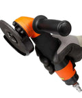 Top Shelf Heavy Duty 4 Inch Pneumatic Angle Grinder with anti-slip handle for metal cutting and rust scraping.