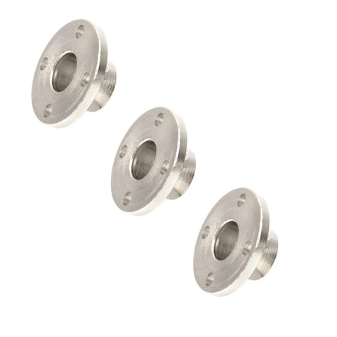 Three silver metal flange shaft couplings with 10mm bore for RC model motor shafts