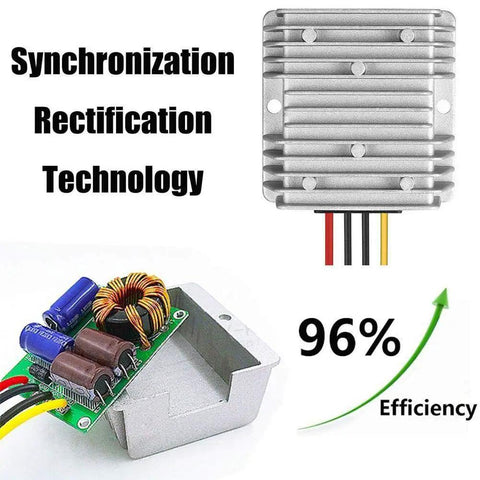 12V To 24V DC Boost Converter 240W 10A Waterproof Fuse Protected Regulator Module with wires and efficiency rating