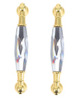 Two Pack Colorful Glass Cabinet Door Handles With Crystal Center Long Metal Drawer Pulls For Kitchen Closet Dresser And Furniture
