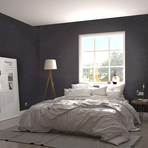 Bedroom with Slick Self Adhesive Black Silk Wallpaper Peel And Stick With Embossed Texture For Walls Cabinets And Furniture