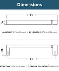 Brushed Brass Modern Cabinet Handles Ten Pack With Five And One Sixteenth Inch Center To Center Pulls For Drawers And Doors Ideal For Kitchen Cabinets And Dressers With Asymmetric Contemporary Design - Dimension diagram showing height, length, projection, and center to center measurements.